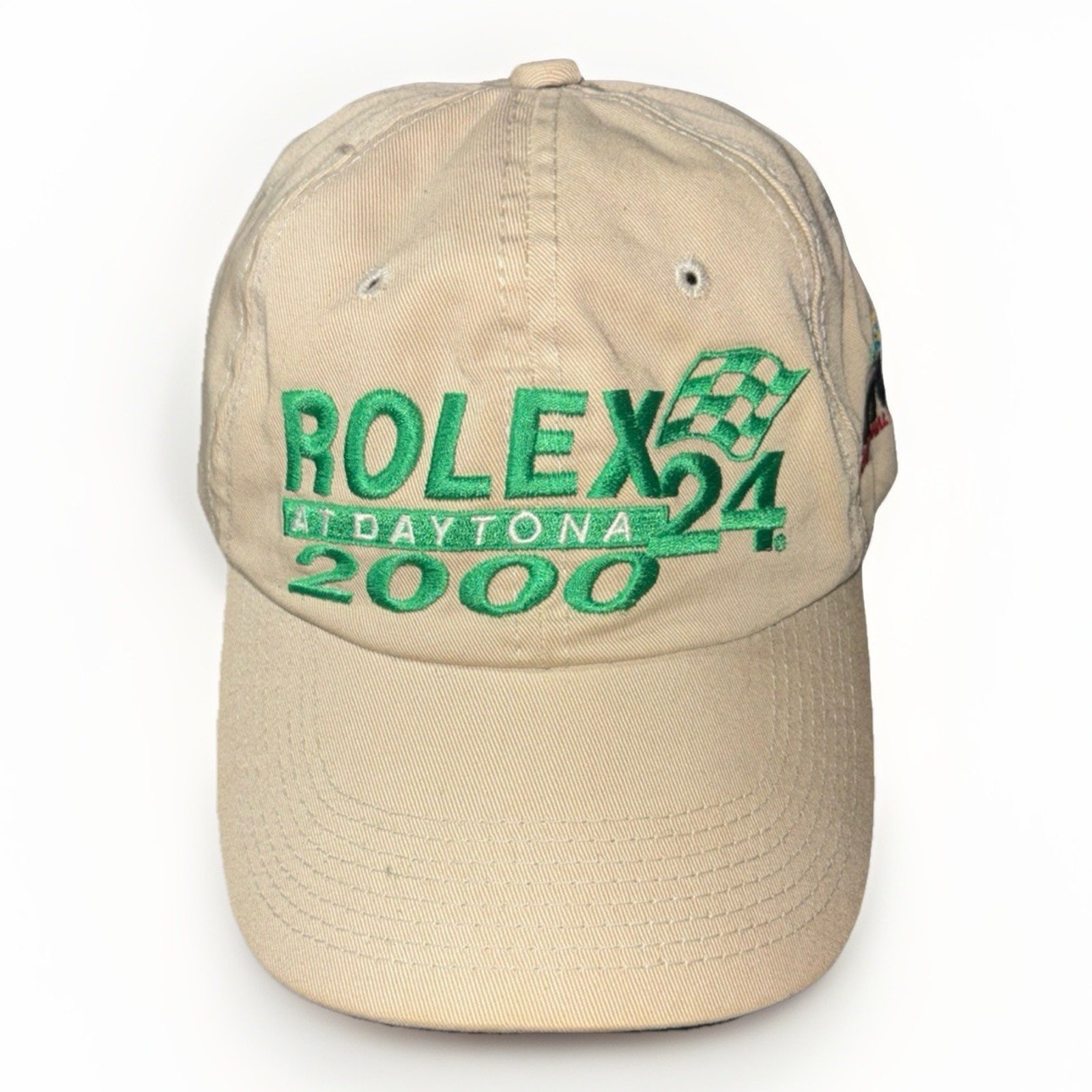 Vtg Rolex 24 Daytona 2000 Hat Cap Strap Back Mens One Size Green Beige Auto
